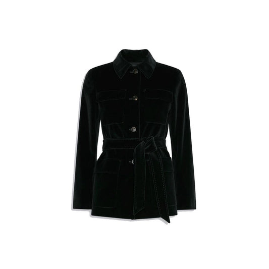 Black Cotton Full-Length Jacket