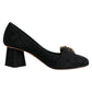 Black Brocade Crystals Heels Pumps Shoes