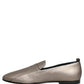 Silver Leather Logo Slip On Loafers Shoes