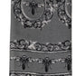 Men Gray Bee Silk Skinny Twilly Foulard Scarf