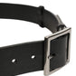 Black Leather Silver Tone Square Buckle Belt
