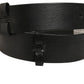 Black Leather Silver Tone Square Buckle Belt