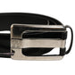 Black Leather Silver Tone Metal Buckle Belt