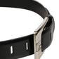 Black Leather Silver Tone Metal Buckle Belt