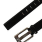 Black Leather Silver Tone Metal Buckle Belt