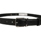 Black Leather Silver Tone Metal Buckle Belt