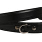 Black Leather Silver Tone Metal Buckle Belt