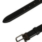 Black Leather Silver Tone Metal Buckle Belt