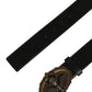 Black Leather Bee Accent Metal Buckle Belt