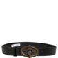 Black Leather Bee Accent Metal Buckle Belt