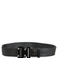 Men Gray Fabric Strap Logo Metal Buckle Belt