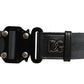 Men Gray Fabric Strap Logo Metal Buckle Belt
