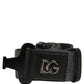 Men Gray Fabric Strap Logo Metal Buckle Belt