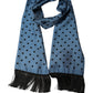 Blue Polka Dot Silk Fringed Lace Stole Scarf