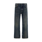 Blue Cotton Straight-Leg Jeans