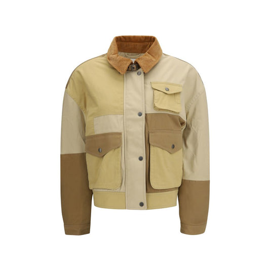 Beige Cotton Full-Length Jacket