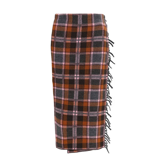 Brown Wool Oves Aries Midi Skirt