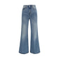 Blue Cotton Flared Jeans