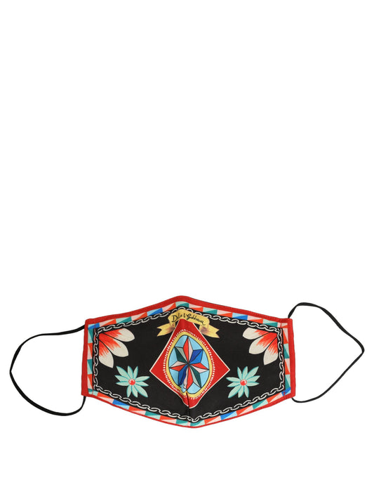 Men Black Carretto Print Elastic Ear Strap Face Mask