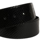 Black Exotic Leather Gold Metal Buckle Belt