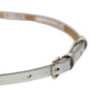 Metallic Silver Leather Square Buckle Belt
