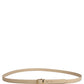 Beige Leather Double Wrap Gold Buckle Belt