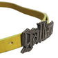Yellow Waxed Leather Rustic Silver Logo Buckle Belt