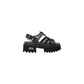 Black Leather Platform Sandals