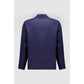 Navy Blue Linen Full-Length Jacket