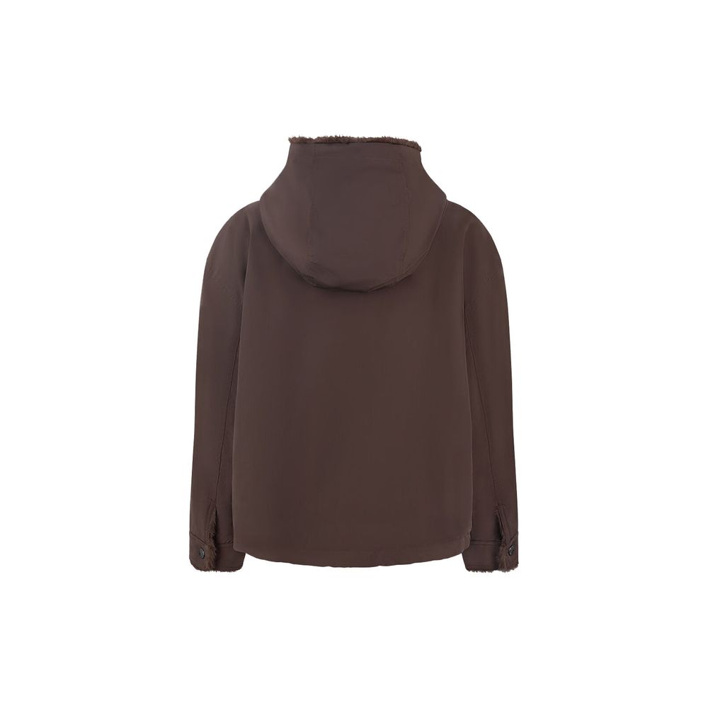 Brown Cotton Full-Length Jacket