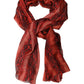 Red Black Printed Silk Sheer Foulard Scarf