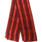 Red Black Printed Silk Sheer Foulard Scarf