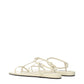 Beige Leather Flip-Flop Sandals