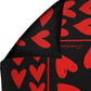 Black Red Silk Hearts Square Foulard Scarf