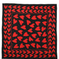 Black Red Silk Hearts Square Foulard Scarf