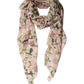 Pink Silk Floral Chiffon Long Stole Scarf