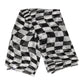 White Black Checkered Silk Foulard Scarf