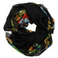 Dark Gray Silk Scenery Print Foulard Scarf