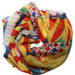 Multicolor Silk Carretto Foulard Scarf