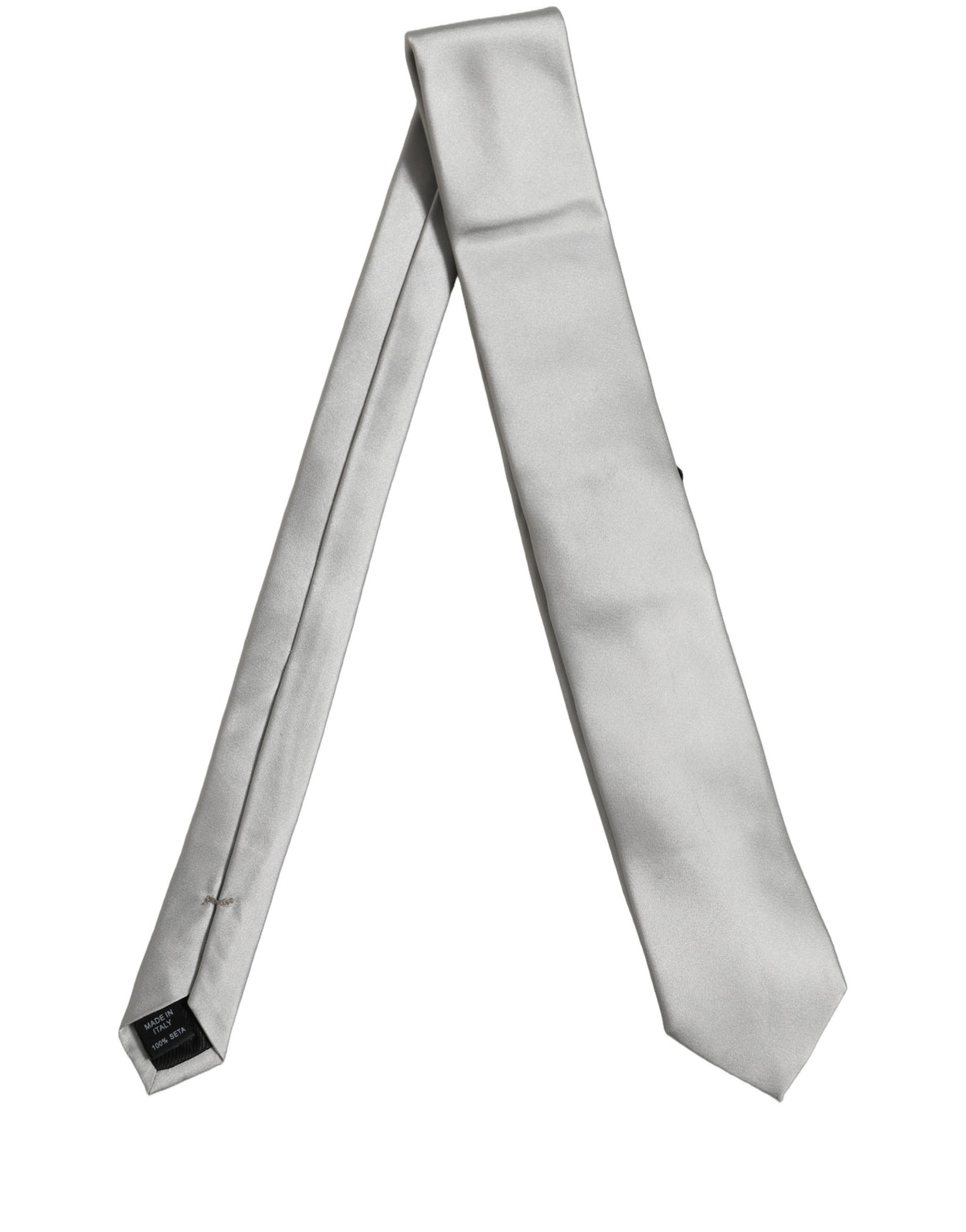 Gray Satin 100% Silk Adjustable Tied Men Necktie Tie