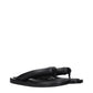 Black Leather Flip-Flop Sandals