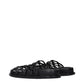 Black Leather Slippers