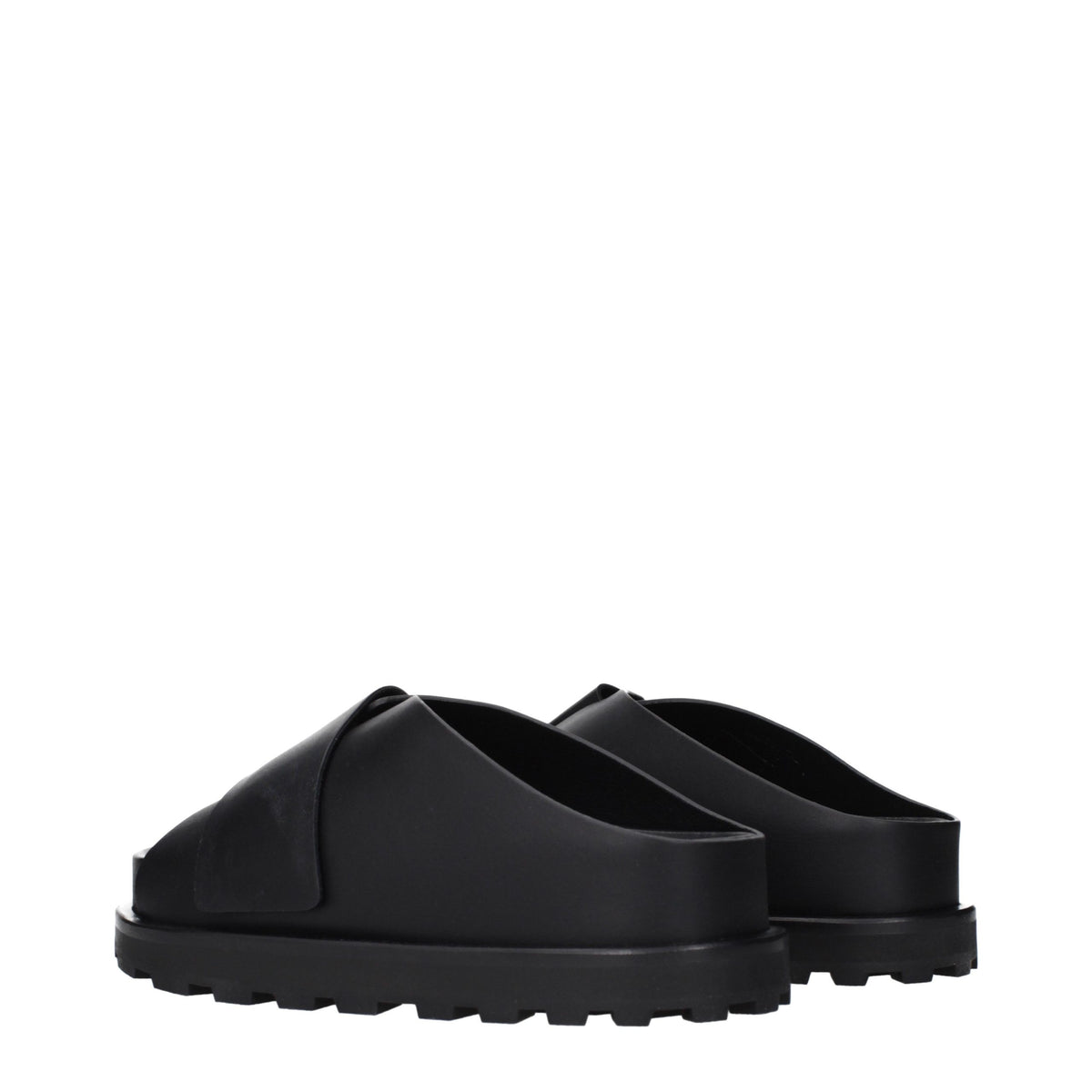 Black Leather Slippers