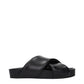 Black Leather Slippers