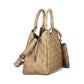 Beige Polyurethane Women's Bag With Removable Strap And Compartments
