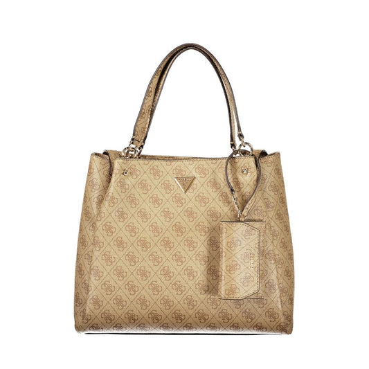 Beige Polyurethane Womens Bag