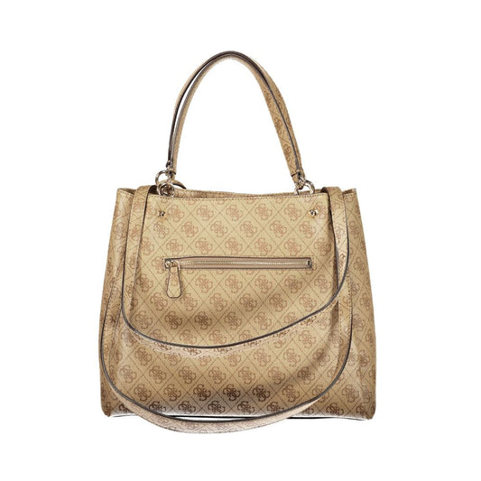 Beige Polyurethane Womens Bag