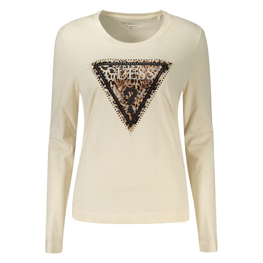 Beige Cotton Women T-Shirt