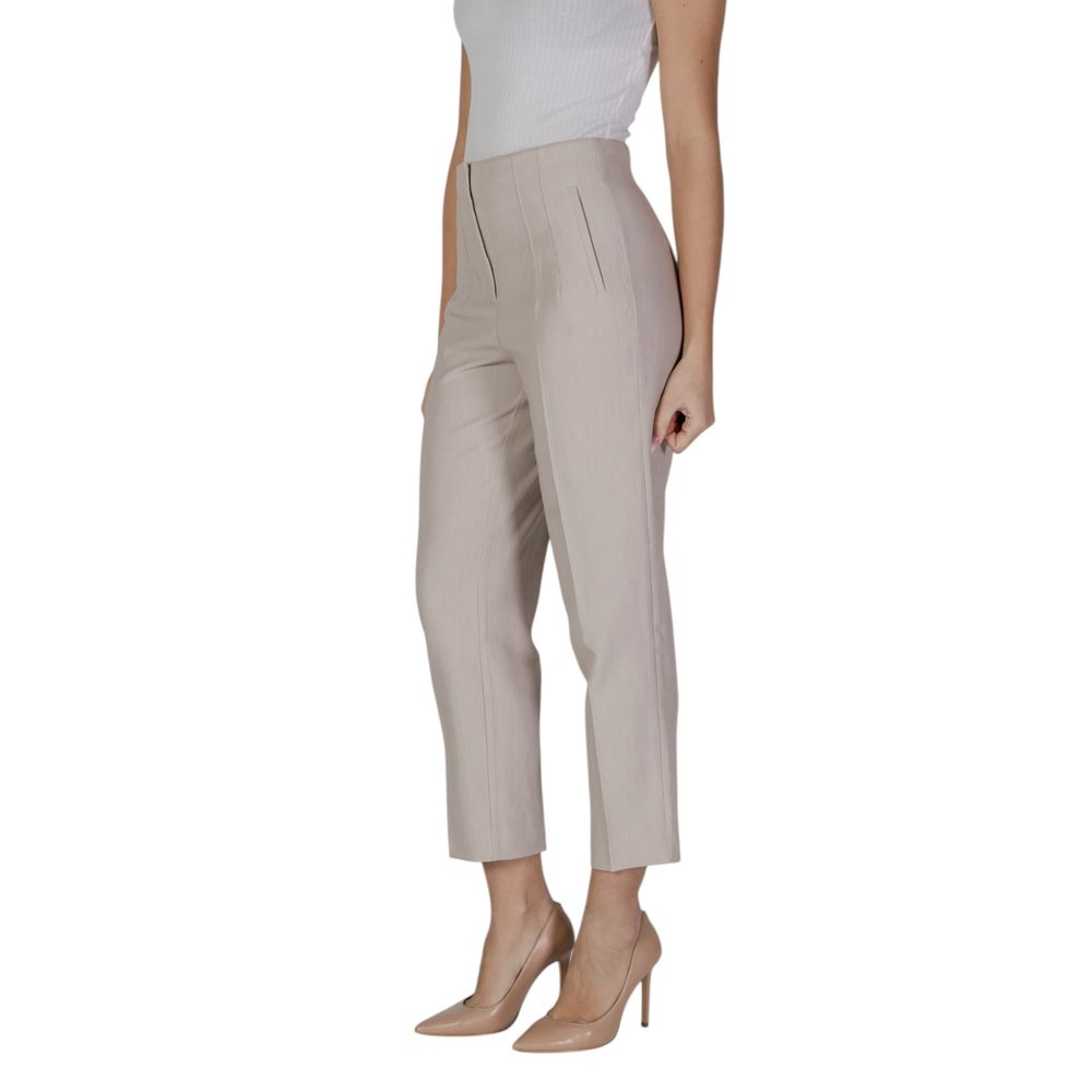 Beige Recycled Polyester Casual Pants