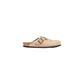 Beige Leather Clogs